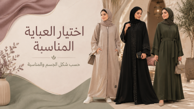اختيار تصميم العباية المناسب لشكل الجسم والمناسبة